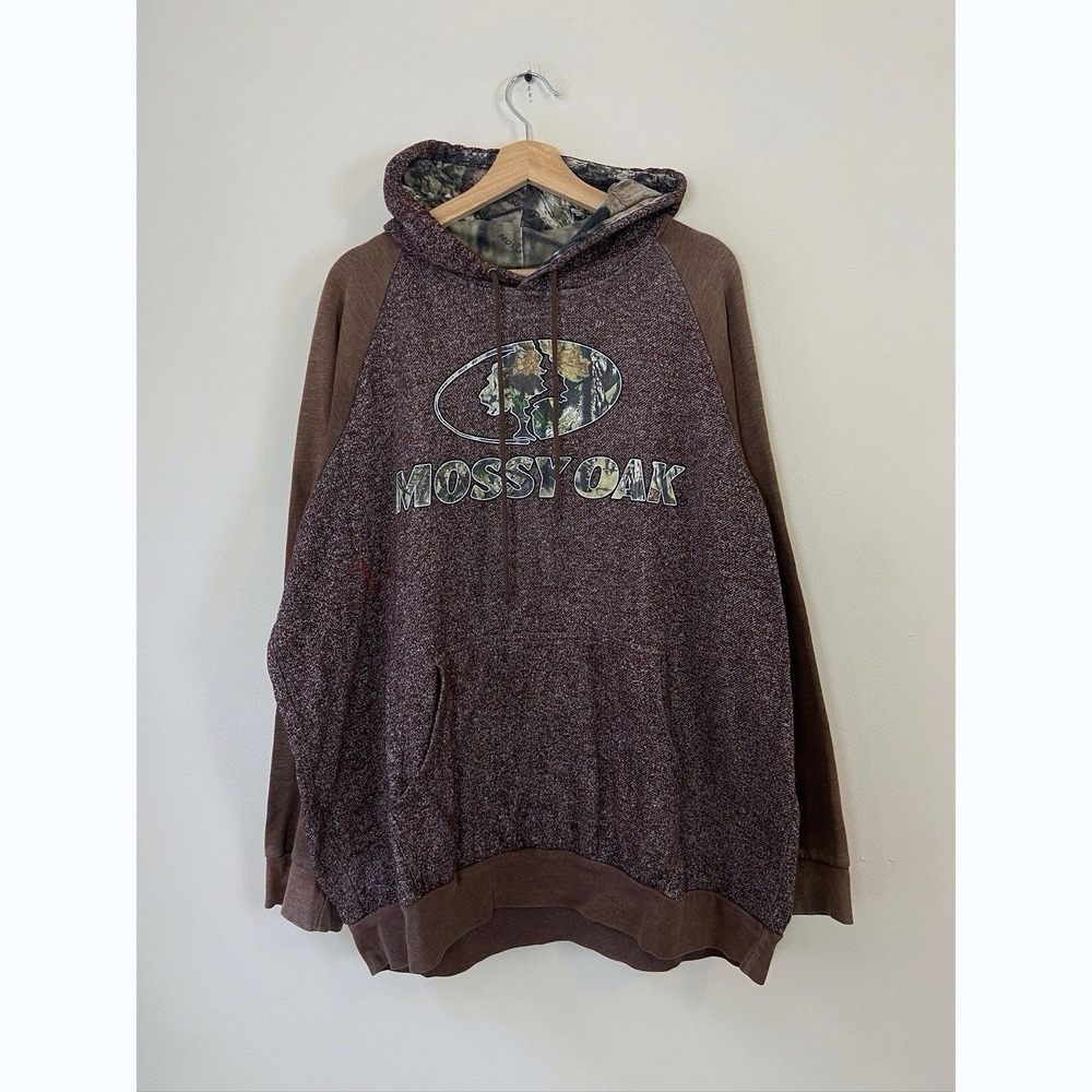 Mossy‎ Oak Brown Camouflage Camo Outdoor Hunting Logo Hoodie - XXL